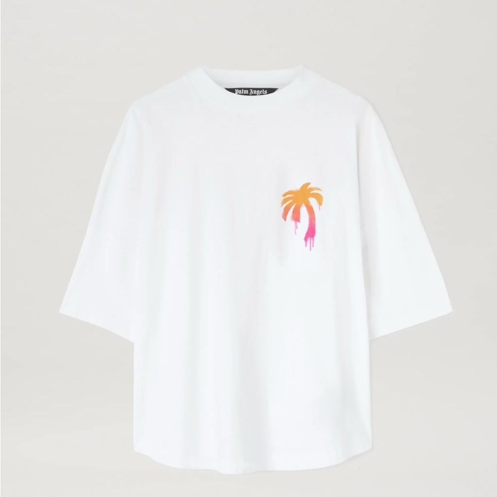 Palm Angels White T-Shirt with Palm Tree Design